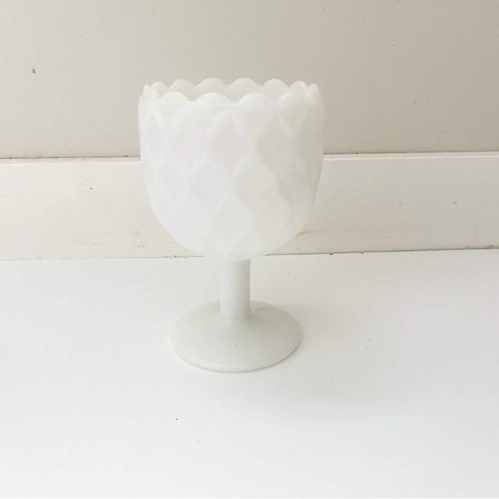 Vintage Milk Glass White Goblet / Vase / Planter